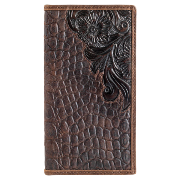 TONY LAMA LEATHER RODEO W/ CAIMAN PRINT WALLET 2520605662