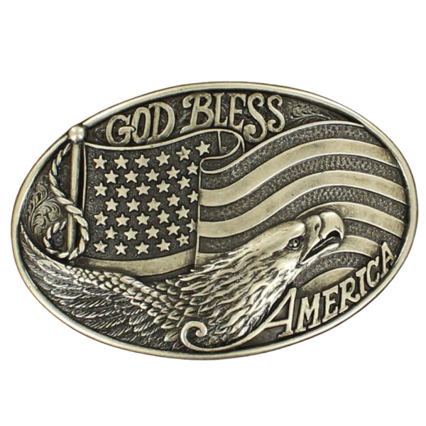 M&F NOCONA OVAL GOD BLESS AMERICA BUCKLE 37016
