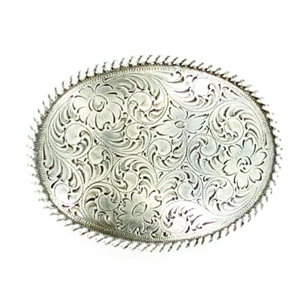 M&F OVAL ROPE EDGE FLORAL SCROLL BUCKLE 37222