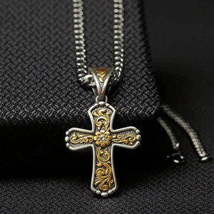 M&F TWISTER 22'' CHAIN FLORAL CROSS NECKLACE 32120