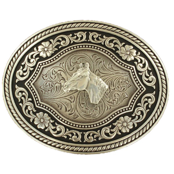 M&F NOCONA OVAL HORSEHEAD ROPE EDGE BUCKLE 37711
