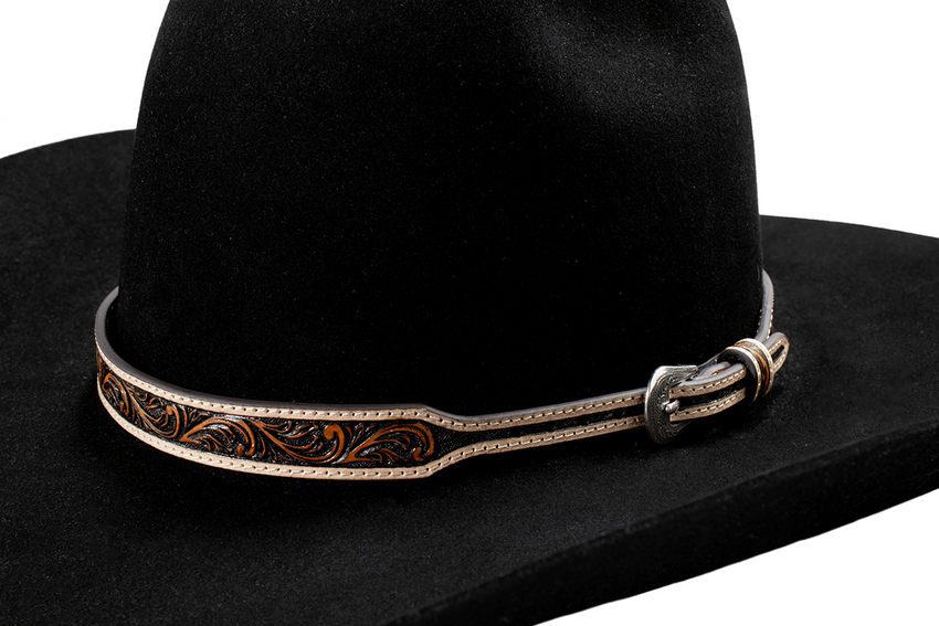 M&F 3D SCROLL EMBOSSED HATBAND BROWN D740003208