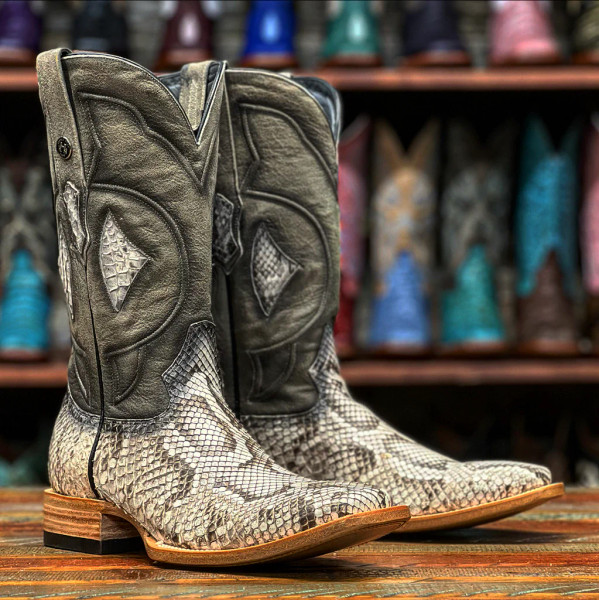 TANNER PYTHON LEATHER BOOTS NATURAL GREY TMX208062
