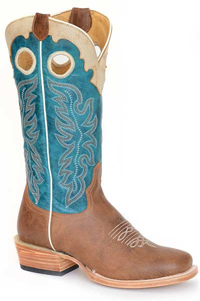 ROPER LADIES RIDE EM COWGIRL BOOTS TAN/TURQUOISE 09-021-7027-8520
