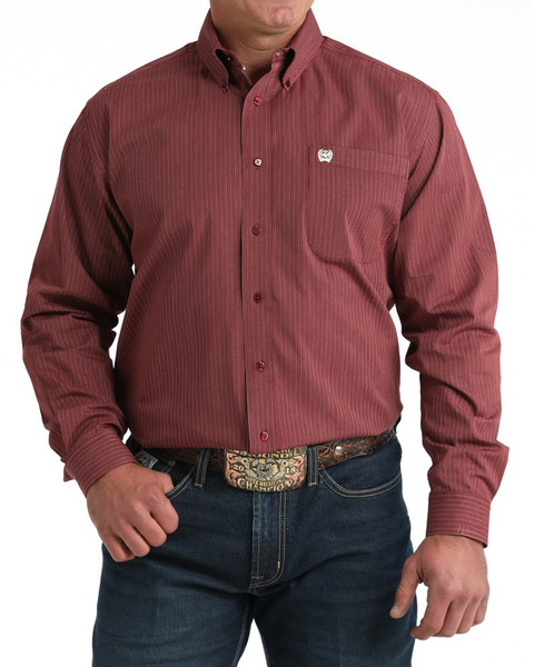 CINCH MENS CLASSIC FIT BUTTON-DOWN SHIRT BURGUNDY MTW1106026