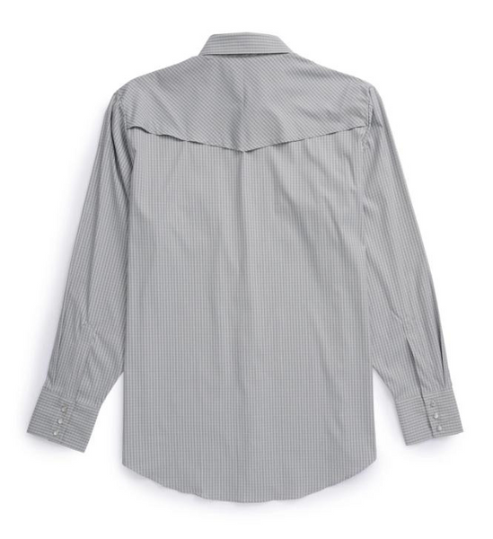 ELY MENS CHECKED STRETCH OUTDOOR PRO SNAP SHIRT GREY 2024002