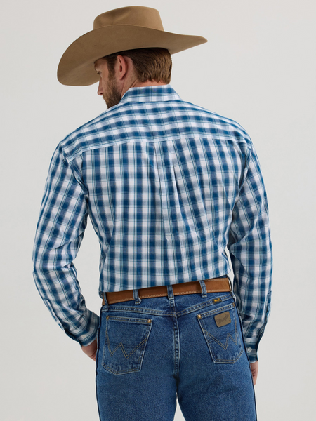 WRANGLER GEORGE STRAIT BUTTON DOWN SHIRT WHITE/TEAL 112356637