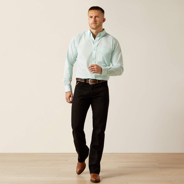 ARIAT SOLID SLUB CLASSIC FIT SHIRT MINT 10055116