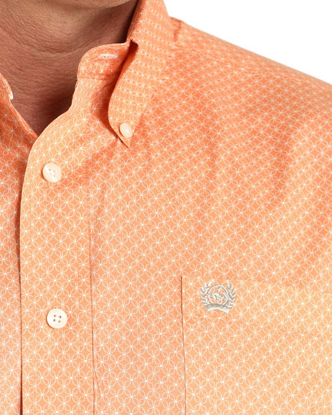 CINCH MENS CLASSIC FIT BUTTON-DOWN SHIRT CORAL MTW1105964