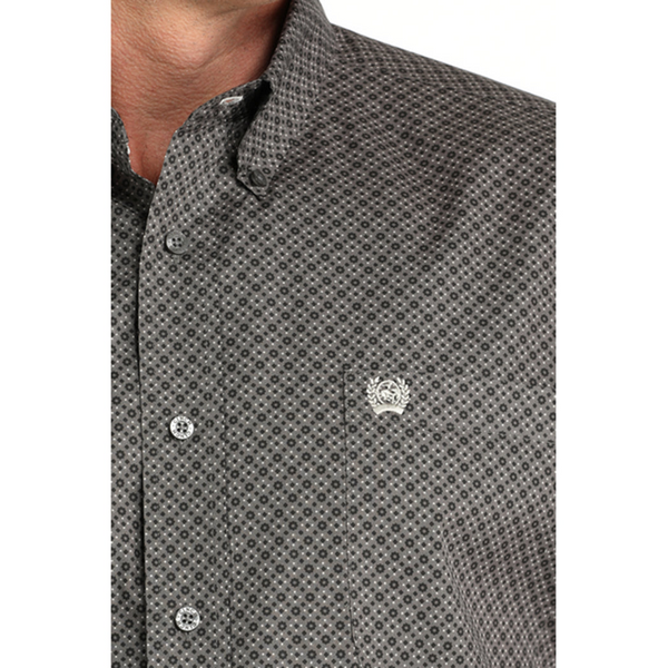 CINCH MENS GEOMETRIC PRINT LONG SLEEVE SHIRT GREY MTW1105960