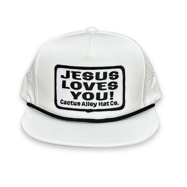 CACTUS ALLEY JESUS LOVES YOU WHITE SNAPBACK CAP LH102-P237