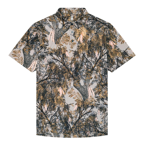 RAISED BY COYOTES MESQUITE CAMO POLO