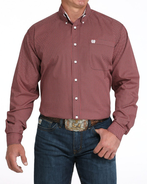 CINCH MENS CLASSIC FIT BUTTON-DOWN SHIRT RED MTW1105992
