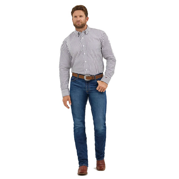 WRANGLER CODY JOHNSON ONE POCKET BUTTON DOWN SHIRT WHITE/NAVY 2369558