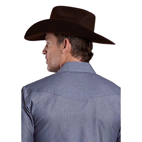 ROPER MENS LONG SLEEVE WESTERN SNAP SHIRT BLUE 01-001-0144-7015