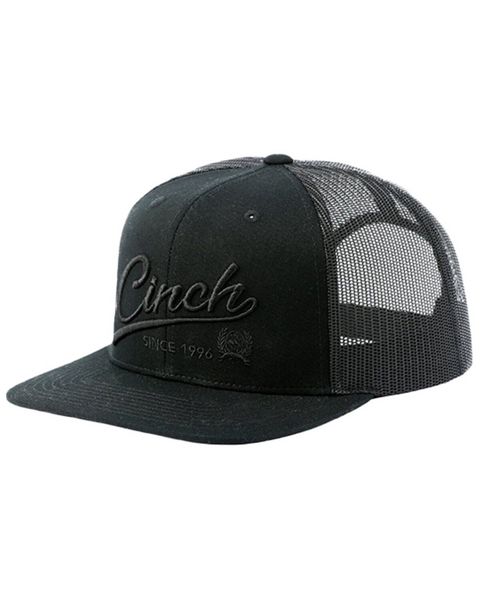 CINCH MENS SOLID EMBROIDERED TRUCKER HAT BLACK MCC0760003