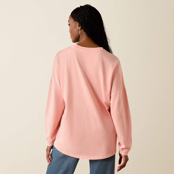 ARIAT CANVAS OVERSIZED LONG SLEEVE T-SHIRT PEACH 10071127