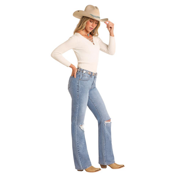 ROCK & ROLL WOMENS DISTRESSED HIGH RISE JEAN BW4HD04769