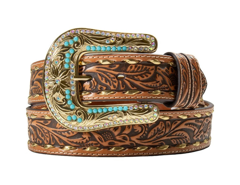 M&F ANGEL RANCH DOUBLE LOOP BUCK LACE BELT TAN D140011308