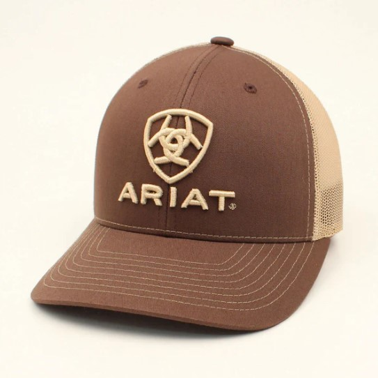 M&F ARIAT MENS SHIELD LOGO EMBROIDERED CAP BROWN A300003102