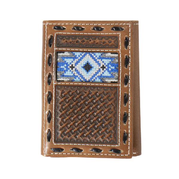 M&F 3D BLUE DIAMOND INLAY BEADED WALLET D250009702