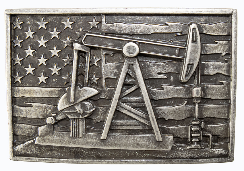 M&F NOCONA MENS PUMP JACK RECTANGLE BELT BUCKLE 37957