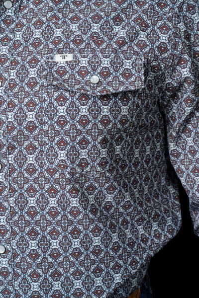 FERRELL THE CONNOR IN BROWN LONG SLEEVE SNAP SHIRT FPL1026006