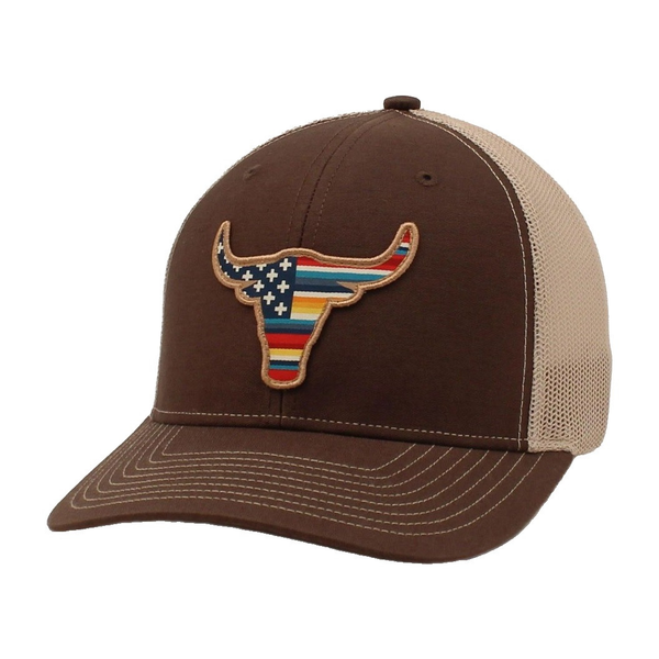 M&F ARIAT USA FLAG SERAPE BULL CAP BROWN A300046002