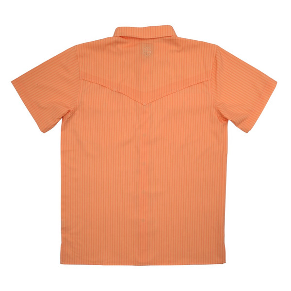 SAN JAC MENS SHORT SLEEVE PEARL SNAP SHIRT PEACH STRIPE COA-SS-PSTRP