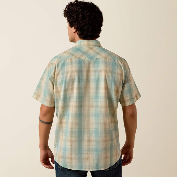 ARIAT RETRO HARTMAN FITTED SNAP SHIRT AQUIFER PLAID 10073575