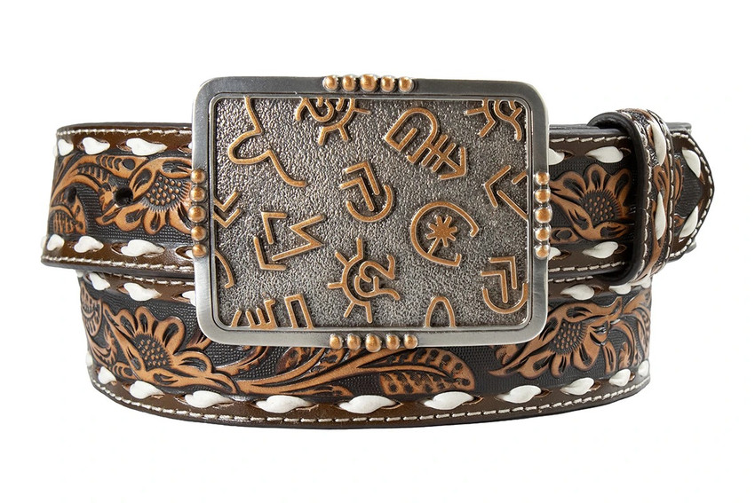 M&F ANGEL RANCH WOMENS FLORAL EMBOSSED BELT D140011702