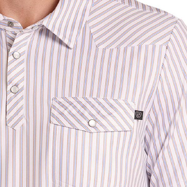 ROCK & ROLL WHITE STRIPED WESTERN POLO BM51T09335