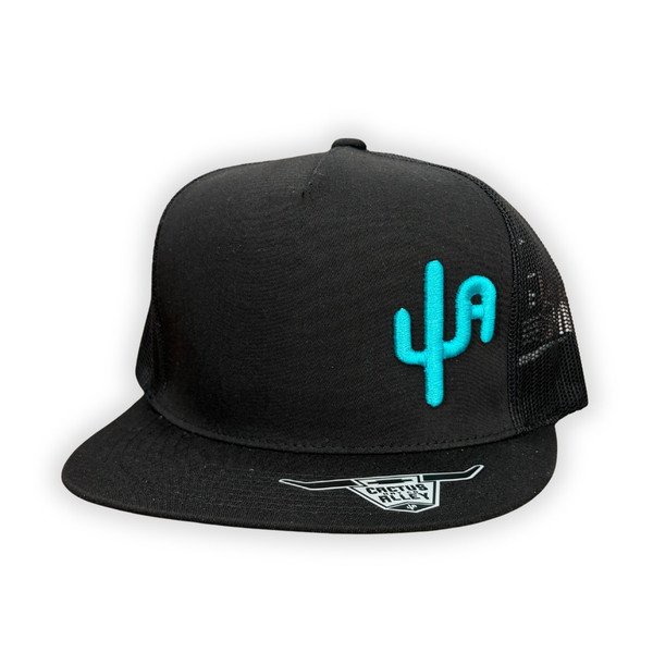 CACTUS ALLEY PUFF DADDY TURQUOISE PUFF SNAPBACK CAP BLACK 6006BLK-S139TRQ 