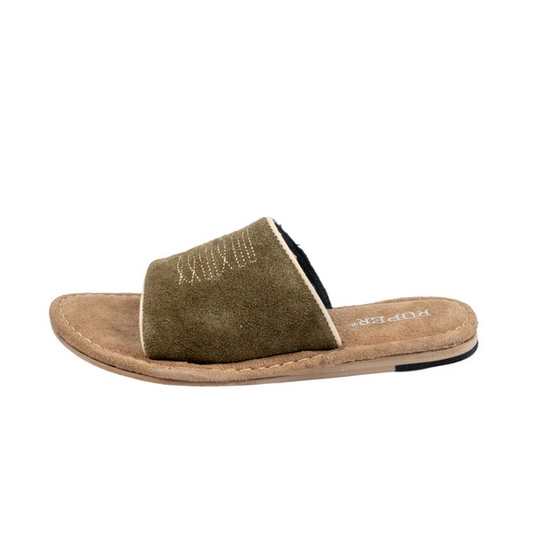 ROPER COW SUEDE SLIDE SANDAL GREEN 09-021-0607-3727