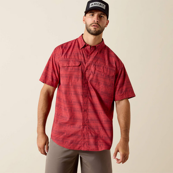 ARIAT PRINTED VENTTEK OUTBOUND CLASSIC FIT SHIRT RHUBARB RED 10073429