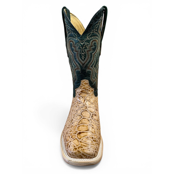 COWTOWN MENS SEA TURTLE TAN PRINT FULL LEATHER BOOTS Q6042