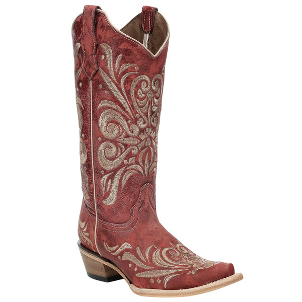 CORRAL LADIES RED FILIGREE EMBROIDERED WESTERN BOOT L8052