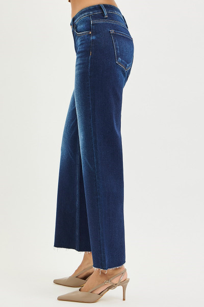 RISEN MID RISE CROP STRAIGHT STRETCH DEEP BLUE PSC21134