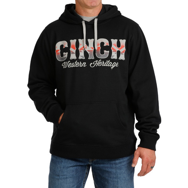 CINCH MENS LOGO HOODIE SOLID BLACK MWK1206034