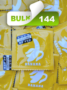 Four Seasons Yellow Banana 54 Condoms (144 Bulk)  - Buy Bulk Condoms Online