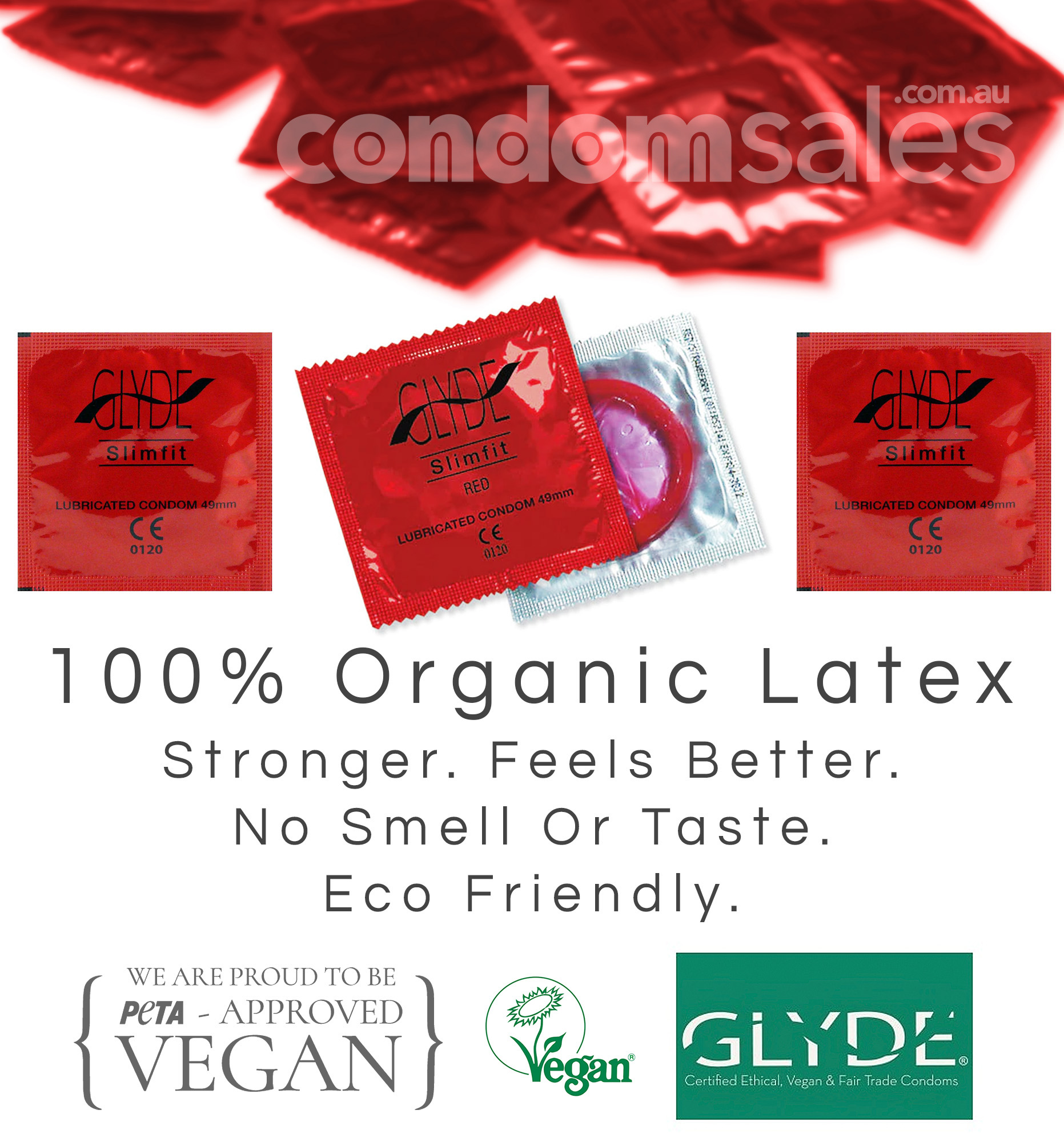 Glyde Slim Fit Red Small Condoms 24 Pack Condomsales 8880