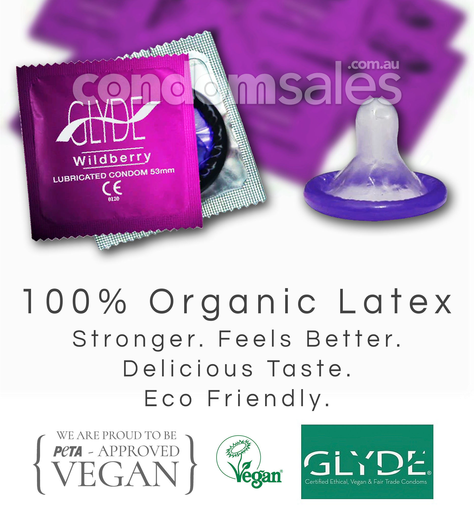 Glyde Wildberry Flavoured Condoms (24 Pack)