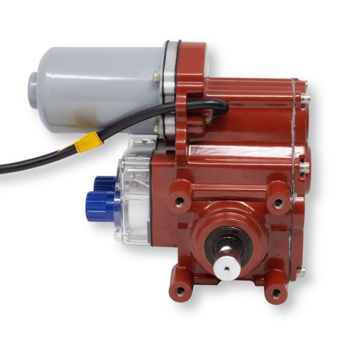 Low voltage ridge vent motor side view with mounting bracket