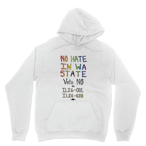 No Hate In WA State - Pride (White Pullover Hoodie)