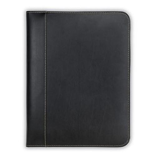 Leather Zip Padfolio Black