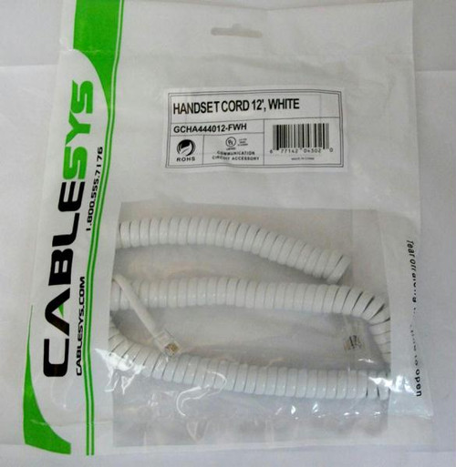 Gcha444012-fwh / 12' White Handset Cord