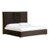 Modrest Daystar - Eastern King Modern Dark Brown Velvet & Gold Bed