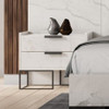 Nova Domus Eastern King Marbella - Italian Modern White Marble Bed w/ 2 Nightstands