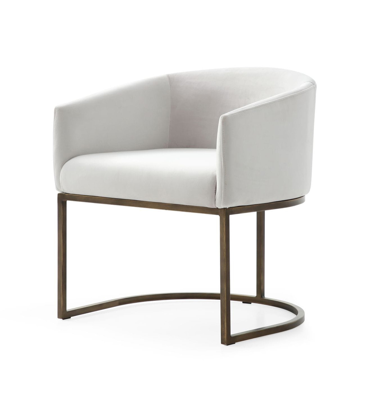 Modrest Calvo Modern OffWhite Velvet & Brass Dining Chair Lounge LA
