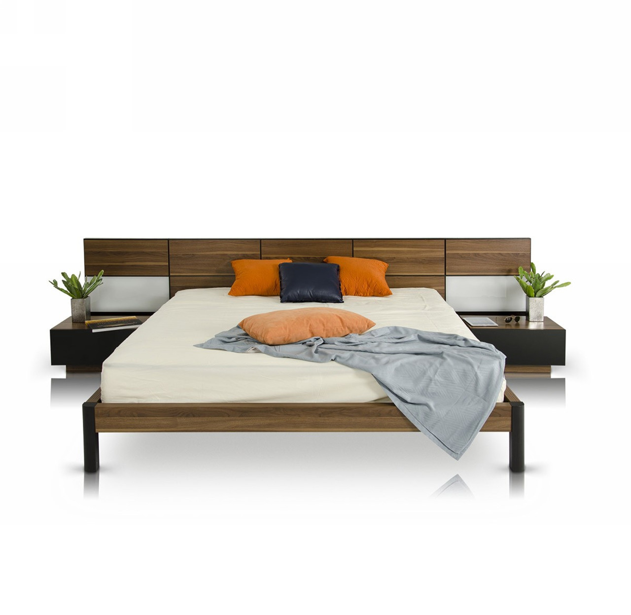 Modrest Rondo Modern Queen Size Bed With Nightstands Lounge La